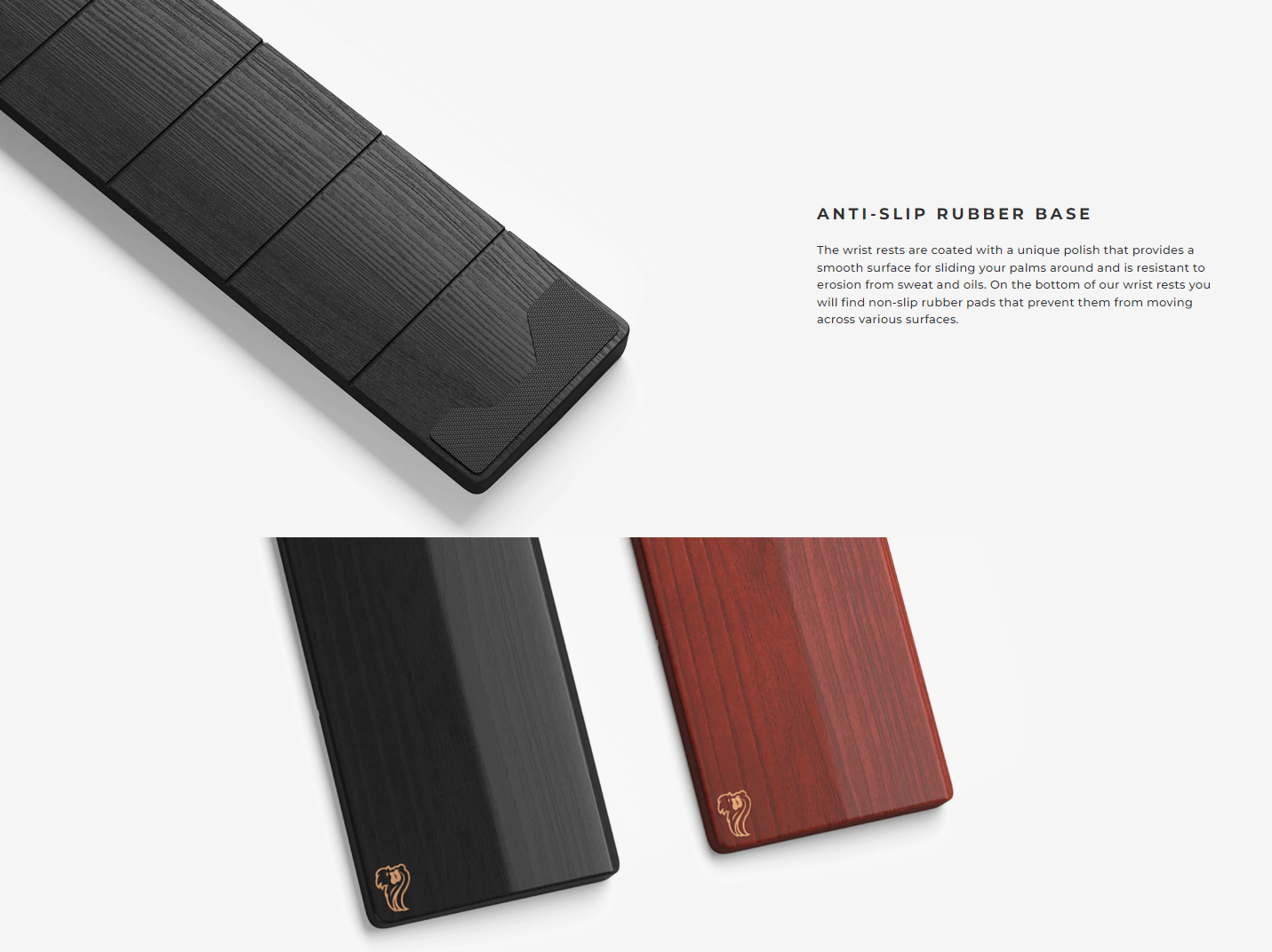 A large marketing image providing additional information about the product Glorious Wooden Keyboard Wrist Rest Compact - Onyx - Additional alt info not provided